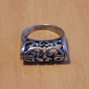 Sterling Silver 925 Scrolled Filigree Size 8 Heart Ring